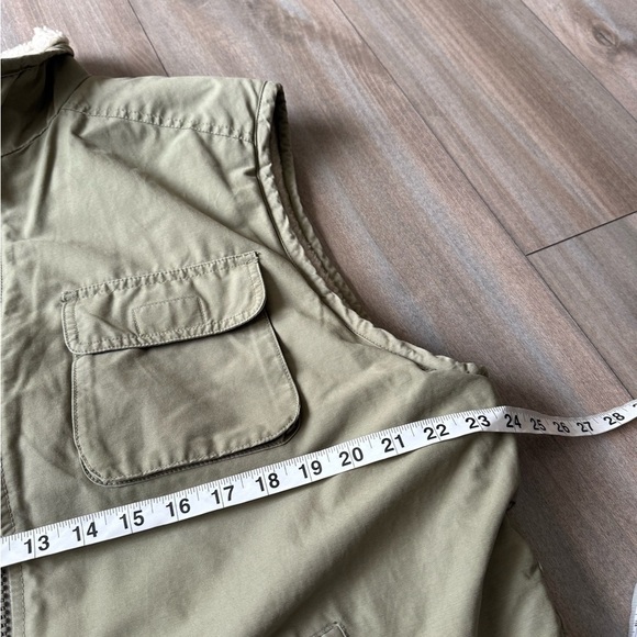 Vtg Y2K American Eagle men’s Sherpa lined utility cargo vest army green large - Picture 6 of 6